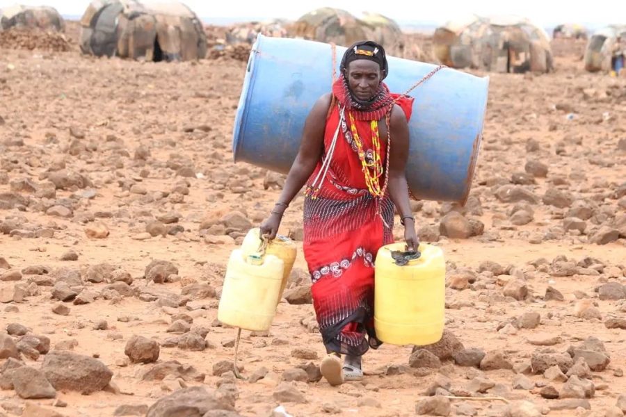 A pastoralist woman from Did Galgalo village trekked for a hundred kilometres in search of water during the 2021–2023 prolonged severe drought. Image Credit: Nigeria Health Watch